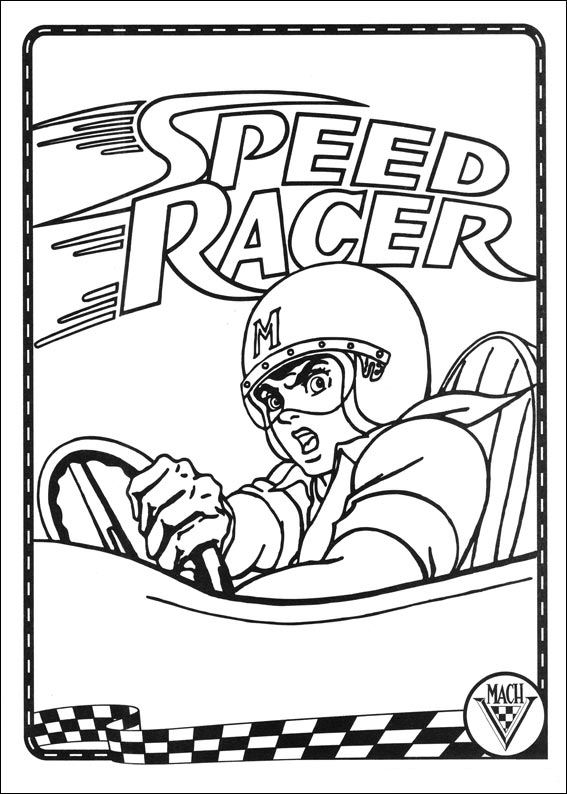 Print Speed racer kleurplaat